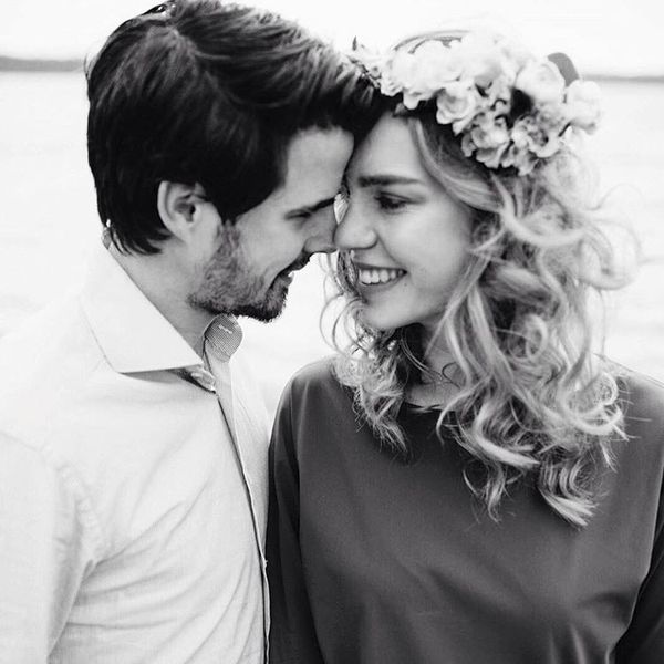 happy couple on the beach