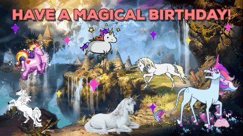 Happy Birthday Gif Pictures with a Unicorn