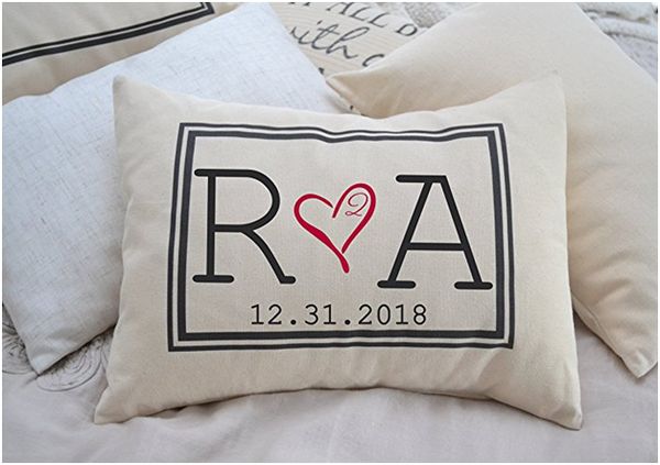 Personalized Pillow with Initial Monogram and Date