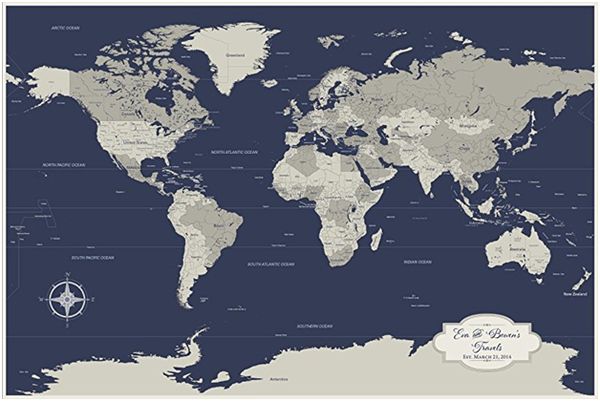 Personalized Cotton World Map