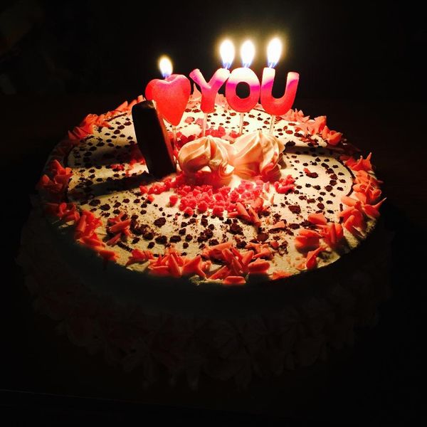 the cake with candles i love you