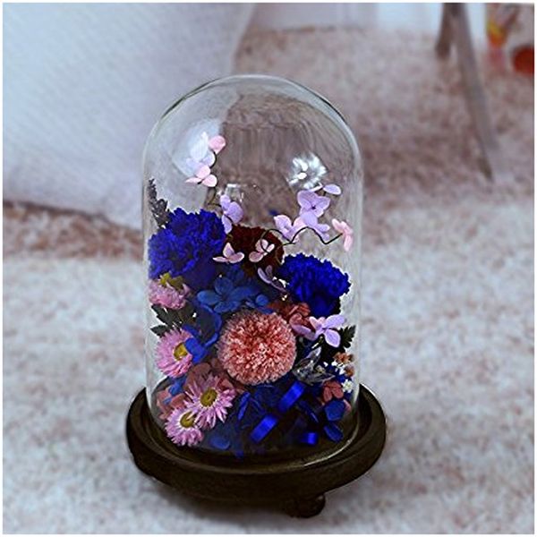 Handmade Preserved Flower Carnation in Glass Dome Cover
