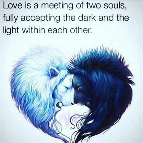 Love Is A Meeting of Two Souls, Fully Accepting The Dark And The Light within Each Other.